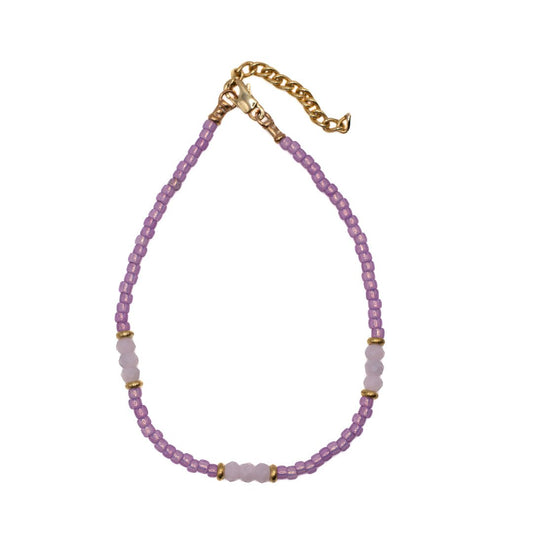 NEON PURPLE SEED BEAD ANKLET