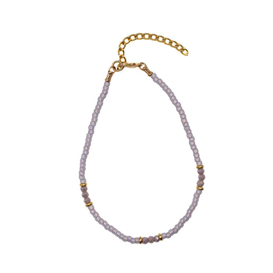 PURPLE PASTEL SEED BEAD ANKLET