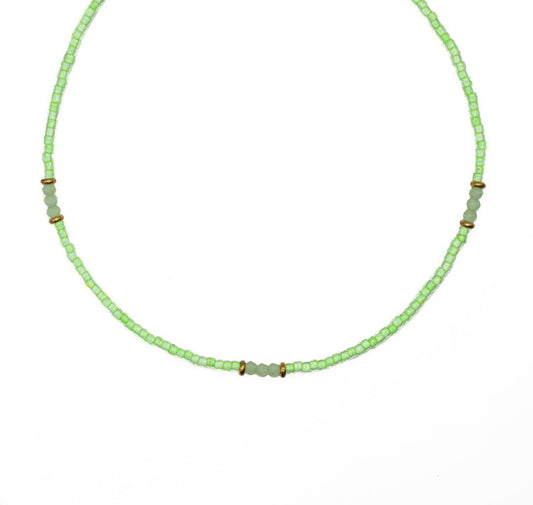 NEON GREEN SEED BEAD CHOKER