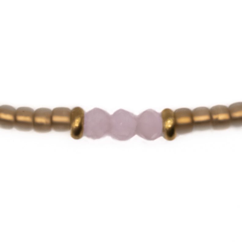 GOLD AND PINK SEED BEAD BRACELET