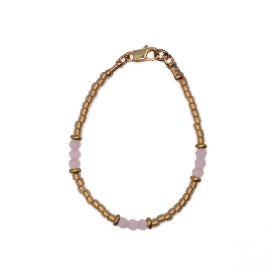GOLD AND PINK SEED BEAD BRACELET