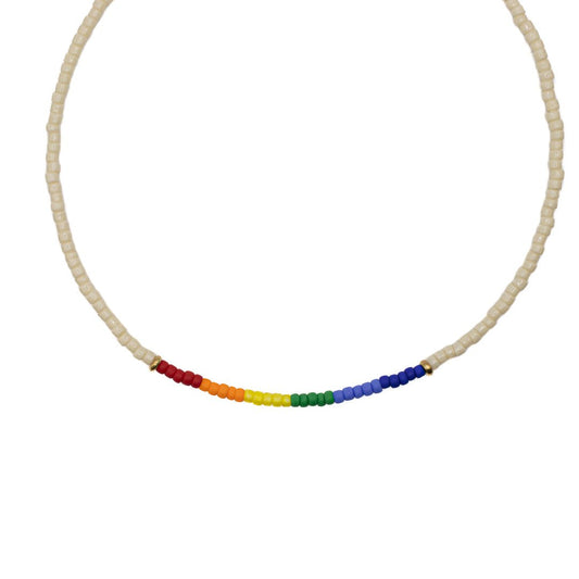 PRIDE SEED BEAD CHOKER - WHITE