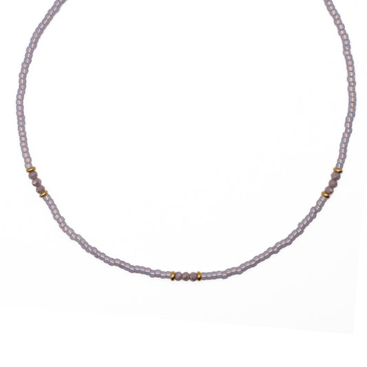 PURPLE PASTEL SEED BEAD CHOKER