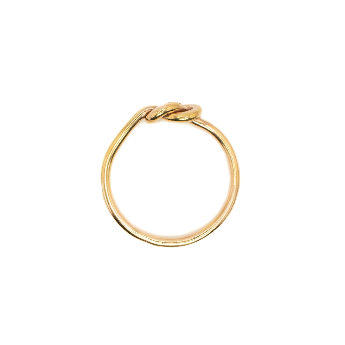 Overview angle of Big Knot stacking ring in 14k gold-filled, bold durable knot ring for everyday wear
