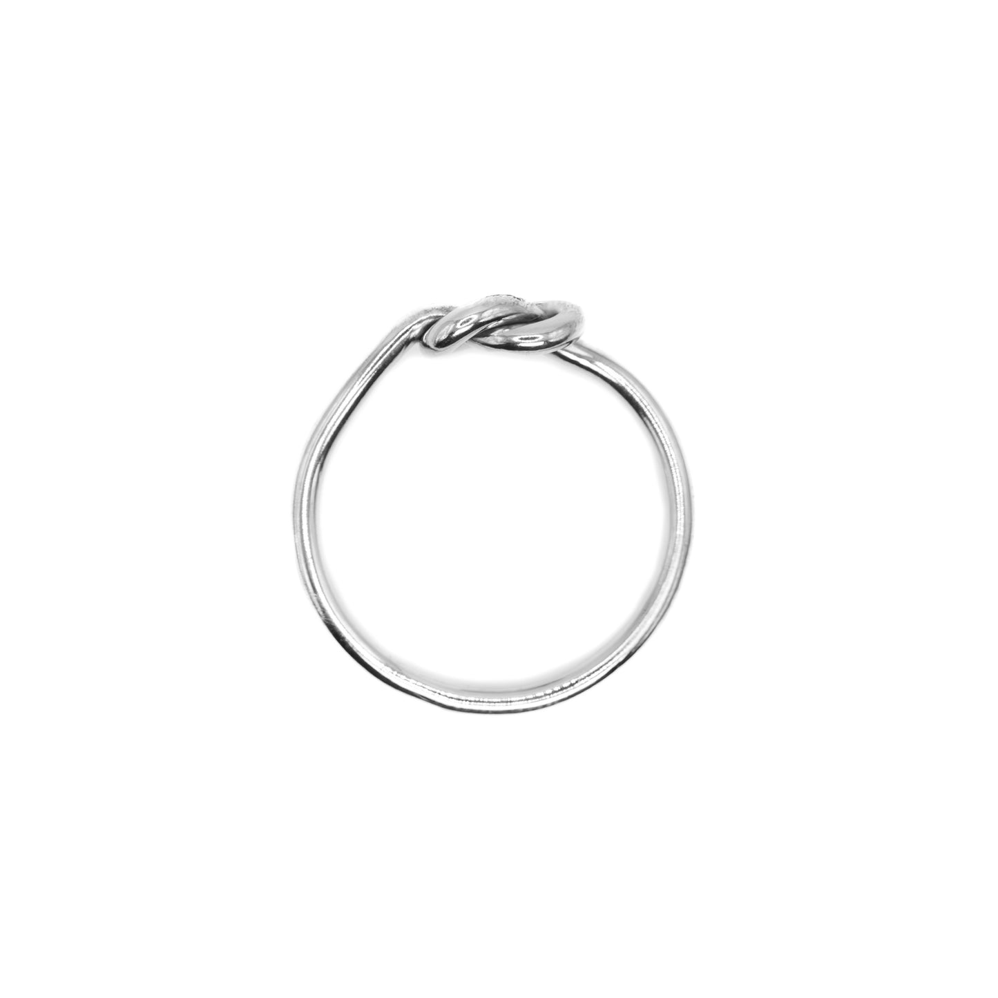 Overview angle of Big Knot stacking ring in sterling silver, durable chunky knot design handmade in Austin