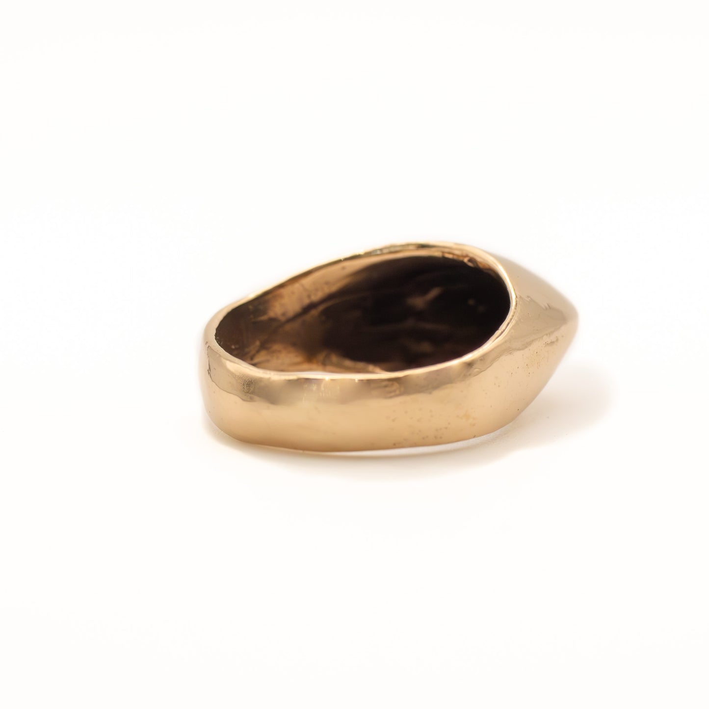 Back view of Large Dome Ring in bronze, handcrafted artisan jewelry from Austin