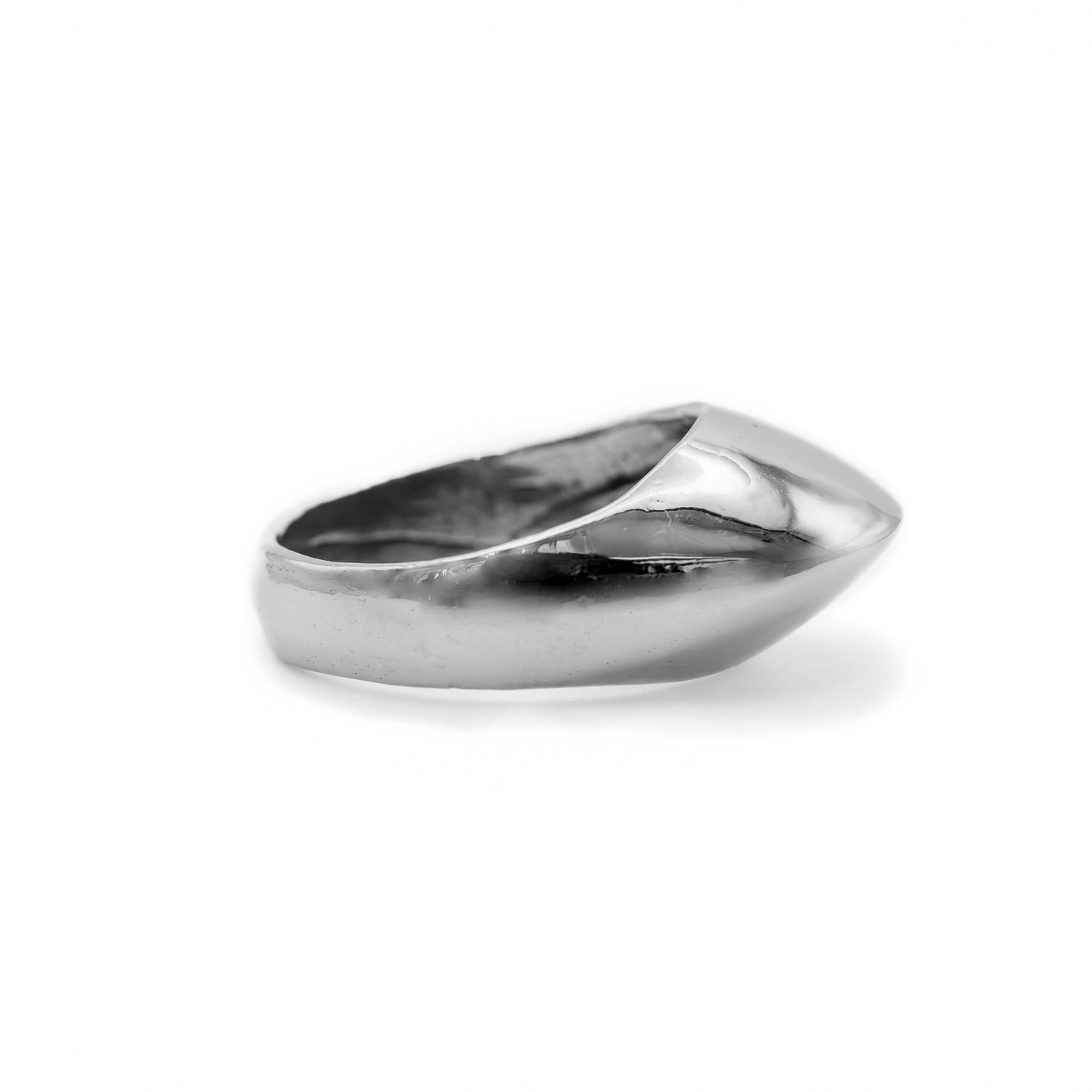 Close-up detail of Large Dome Ring in sterling silver with polished finish, made in Texas