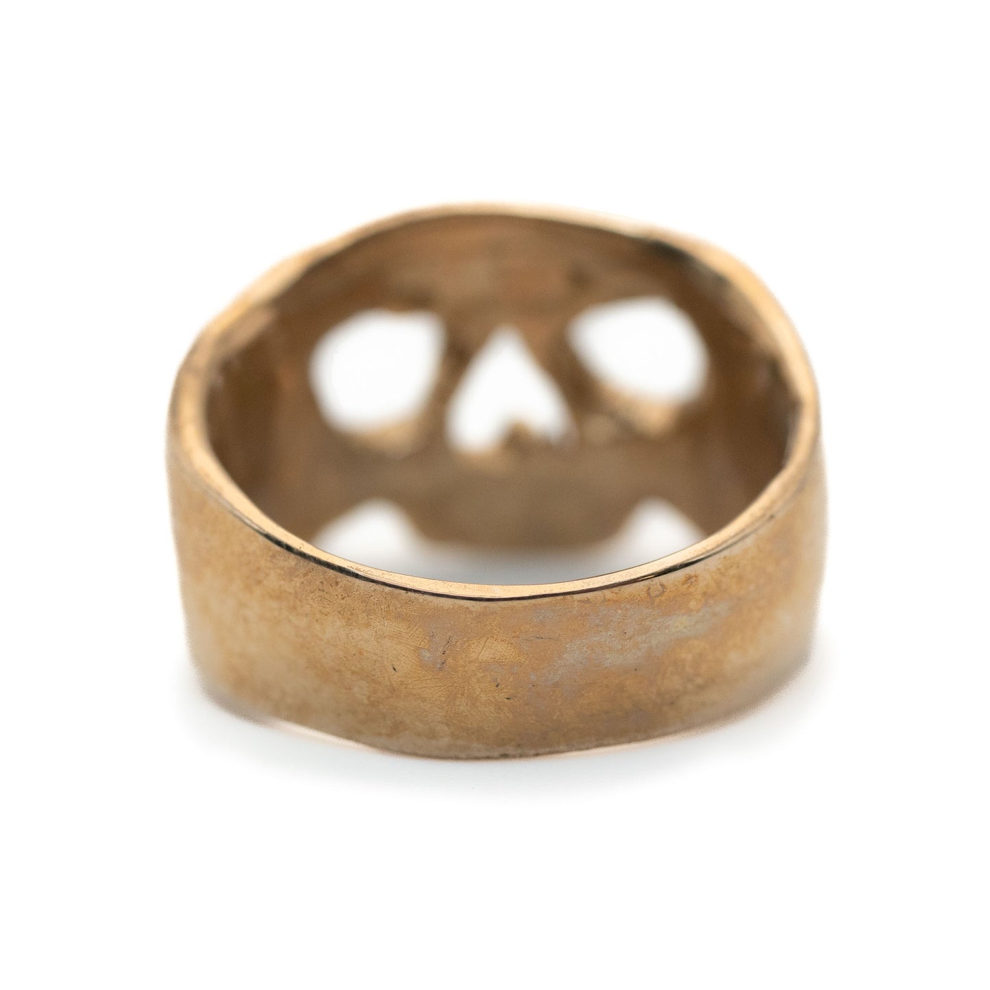 Angled view of Maxilla Skull Ring in bronze, artisan jewelry handmade in Austin, Texas