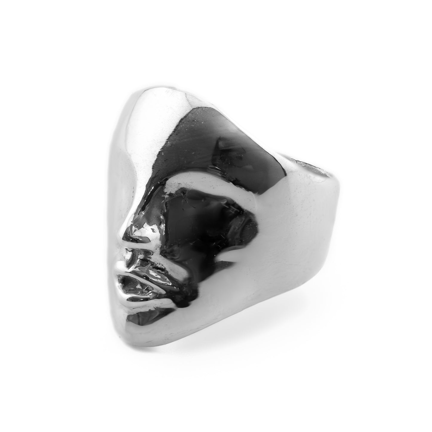 Hand-cast Mother Ring in sterling silver, angled view showing details