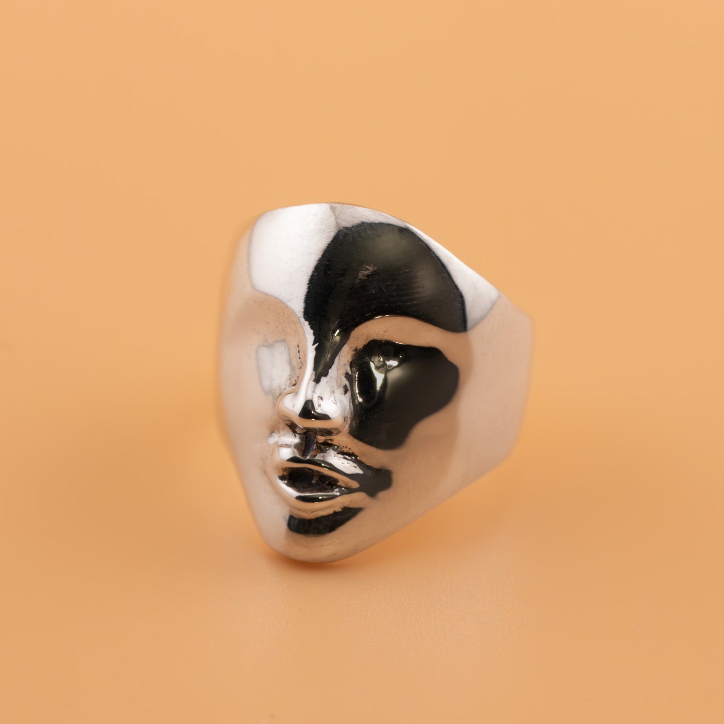 Cast Mother Ring in solid sterling silver, front view