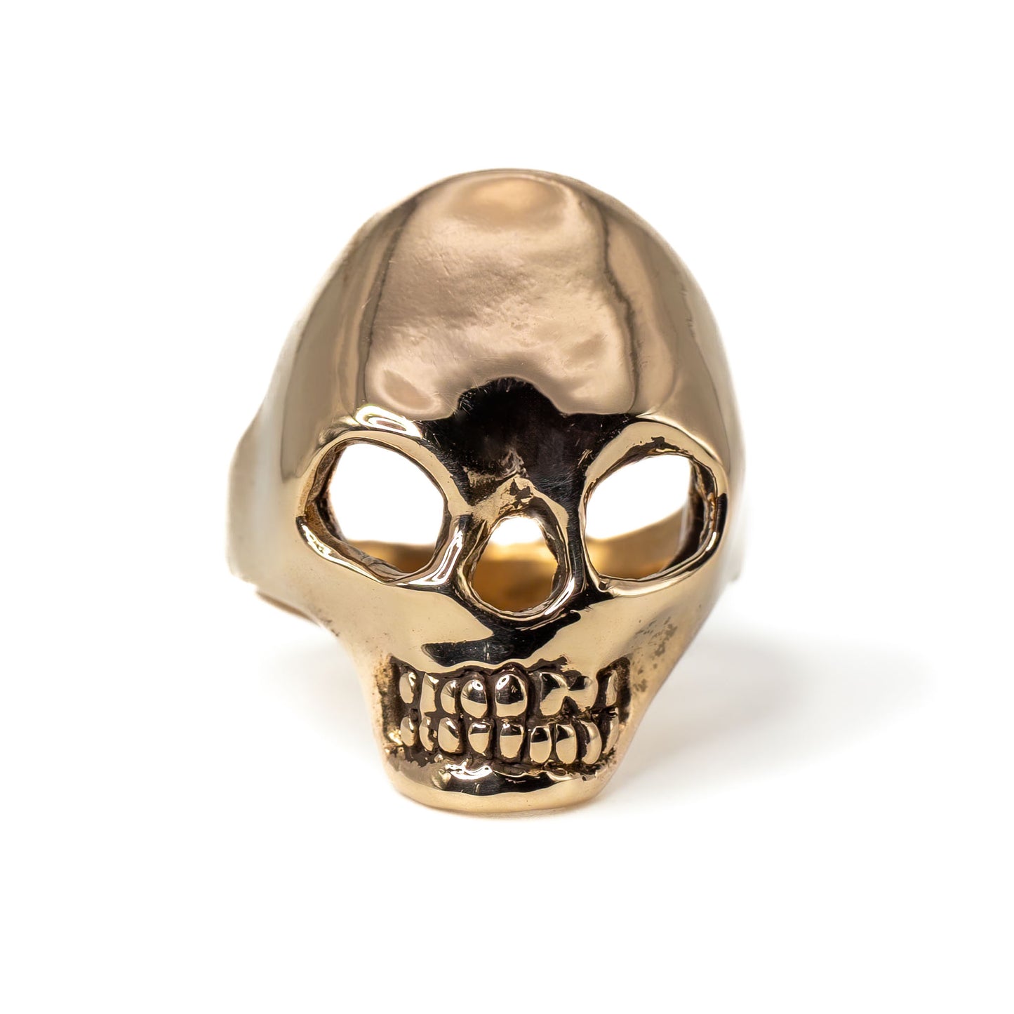 Front view of bronze Skull Ring, handmade jewelry crafted in Austin, Texas and made in the USA