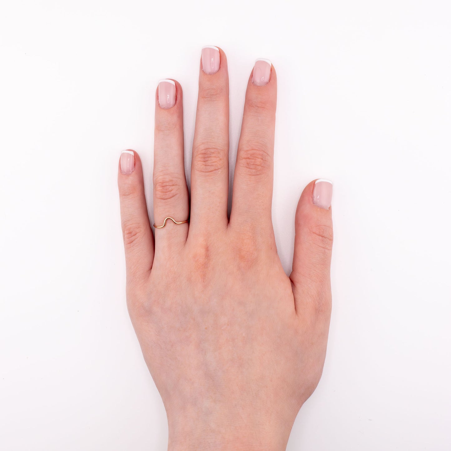 14k gold filled Tiny Cup Ring styled on hand – versatile minimalist jewelry