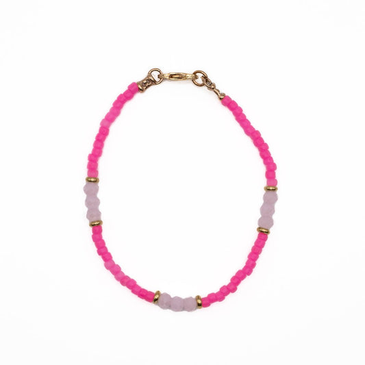 NEON PINK SEED BEAD BRACELET