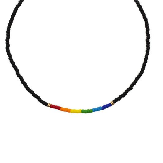 PRIDE SEED BEAD CHOKER - BLACK