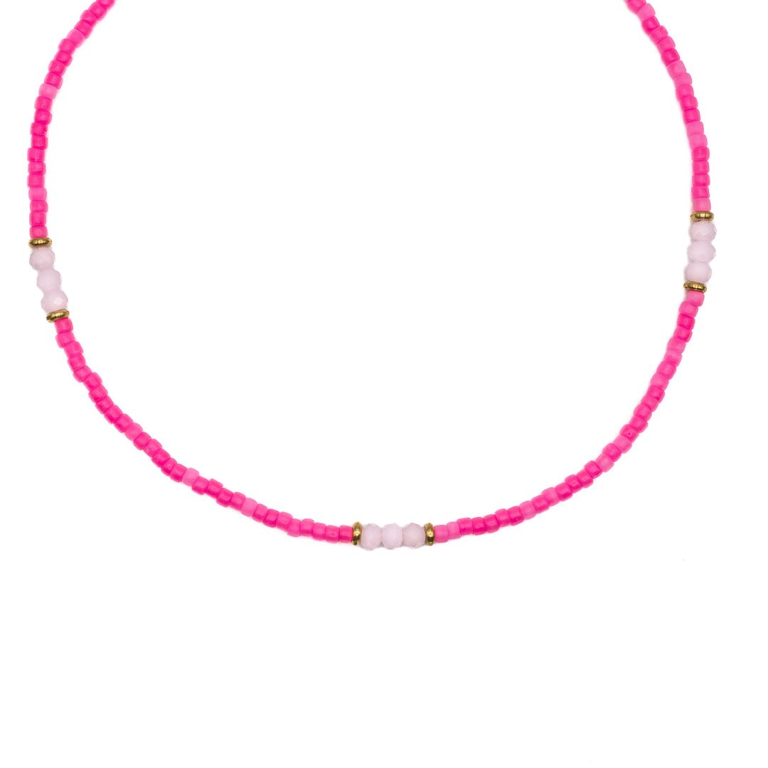 NEON PINK SEED BEAD CHOKER