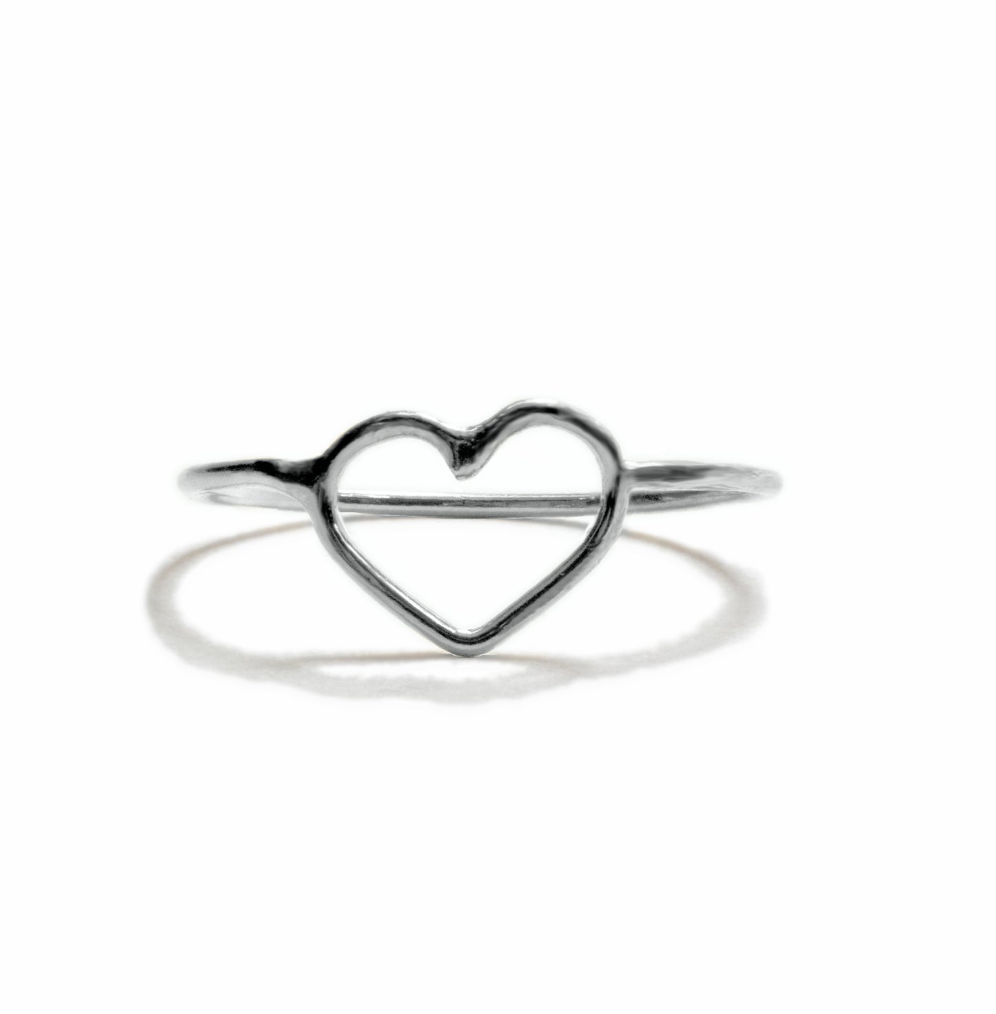 Heart stacking ring in sterling silver, handmade symbolic love jewelry for everyday wear