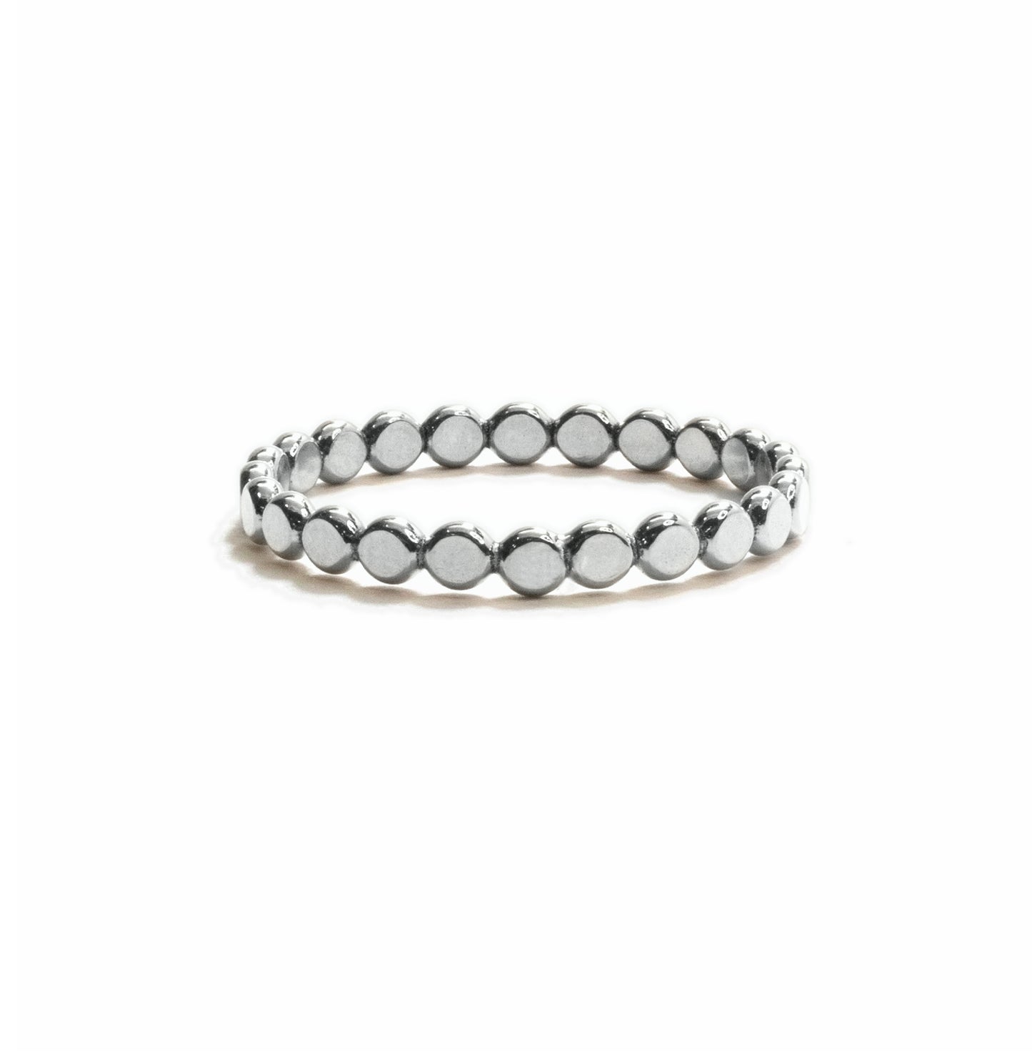 Tiny Bubbles stacking ring in sterling silver with delicate bubble texture, handmade in Austin, Texas