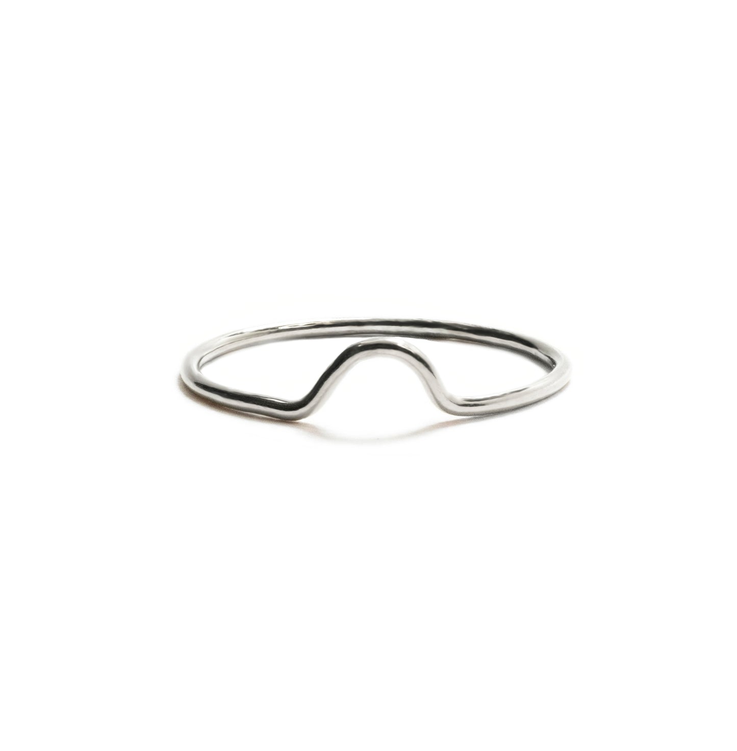 Tiny Cup Ring in sterling silver with U-shaped band – minimalist stacking ring