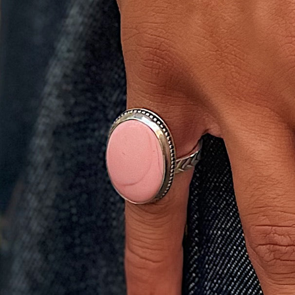 Pink Mookaite Oval - Size 7.5