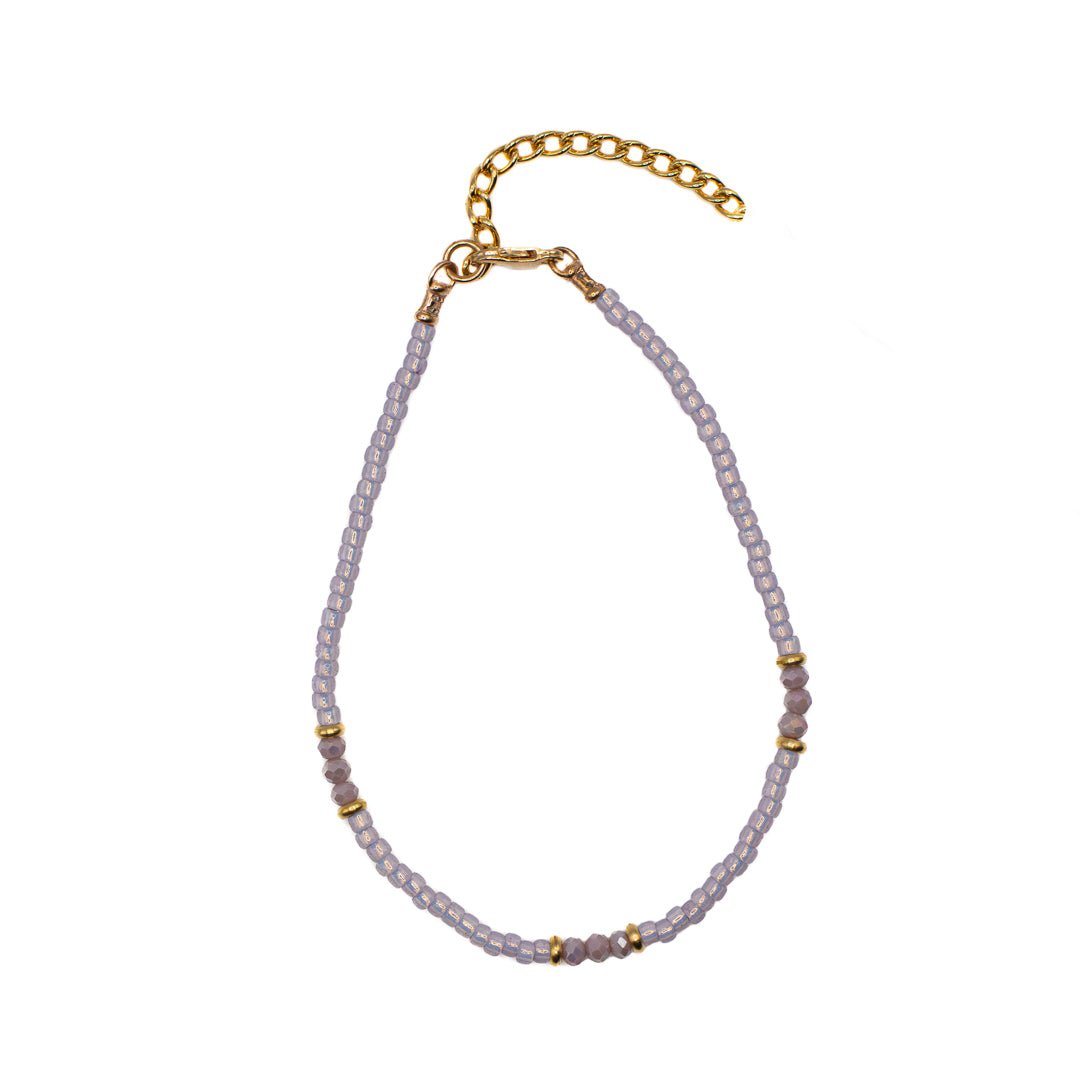 PURPLE PASTEL SEED BEAD ANKLET