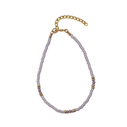PURPLE PASTEL SEED BEAD ANKLET
