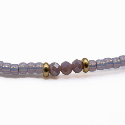 PURPLE PASTEL SEED BEAD ANKLET