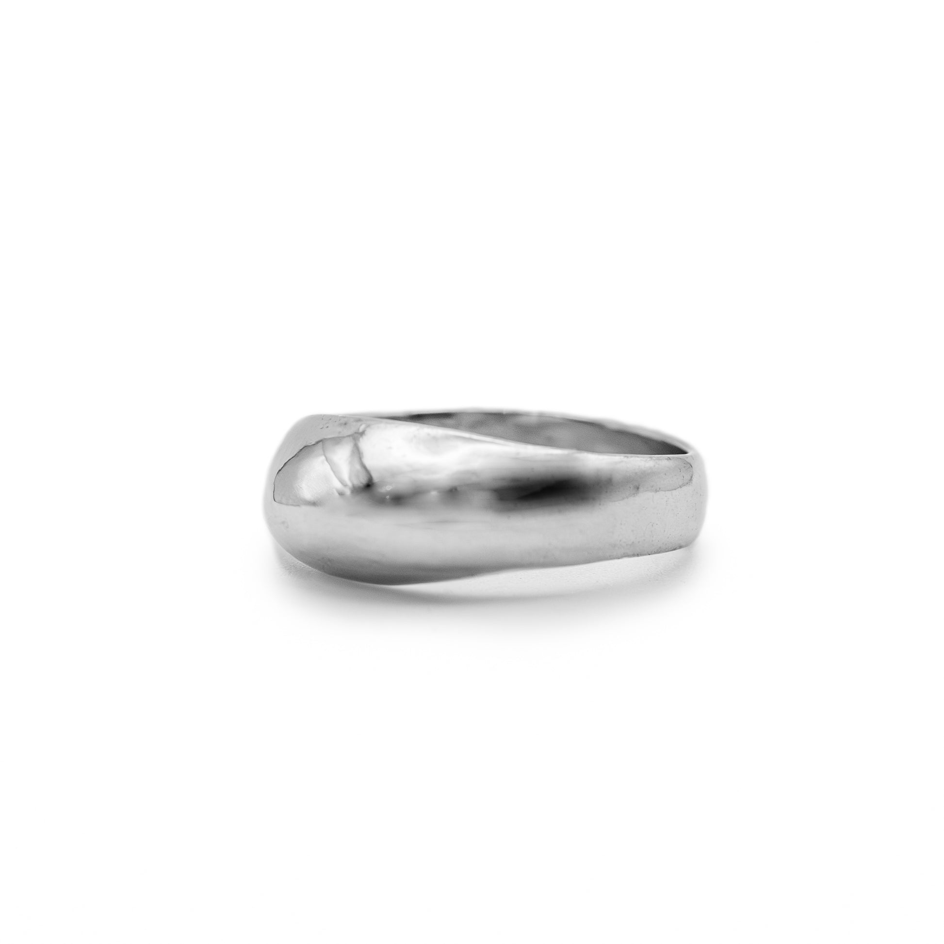Cast sterling silver dome ring front view artisan made