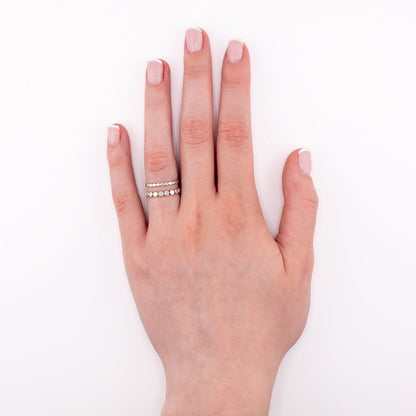 Big Bubbles and Tiny Bubbles stacking rings in sterling silver, layered durable waterproof bubble design jewelry