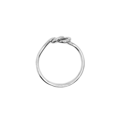 Overview angle of Big Knot stacking ring in sterling silver, durable chunky knot design handmade in Austin