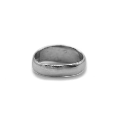 Cast sterling silver dome ring back view polished band