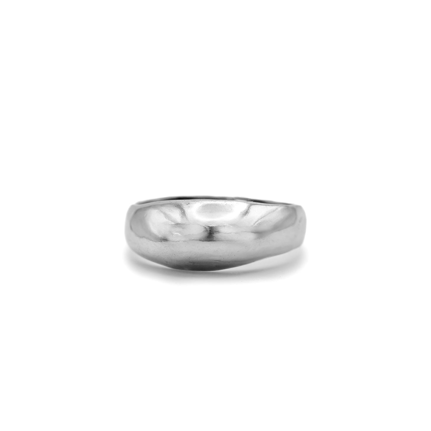 Cast sterling silver dome ring front view artisan made