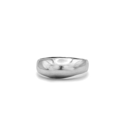 Cast sterling silver dome ring front view artisan made