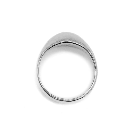 Cast sterling silver dome ring top view showing smooth dome profile
