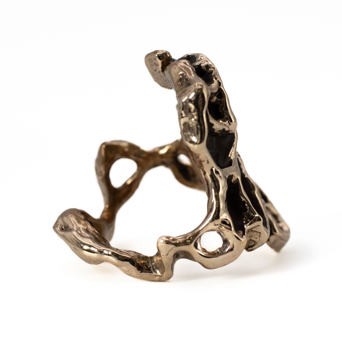 Back view of bronze Dark Crystal Ring, handcrafted artisan jewelry in Austin