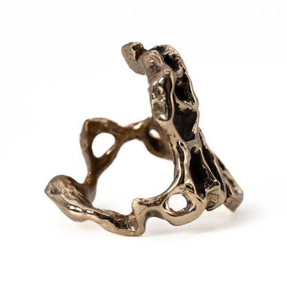 Back view of bronze Dark Crystal Ring, handcrafted artisan jewelry in Austin