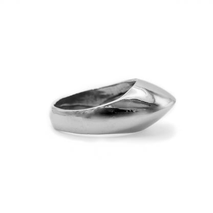 Close-up detail of Large Dome Ring in sterling silver with polished finish, made in Texas