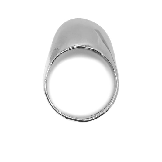 Top view of Large Dome Ring in sterling silver, smooth dome jewelry handmade in the USA