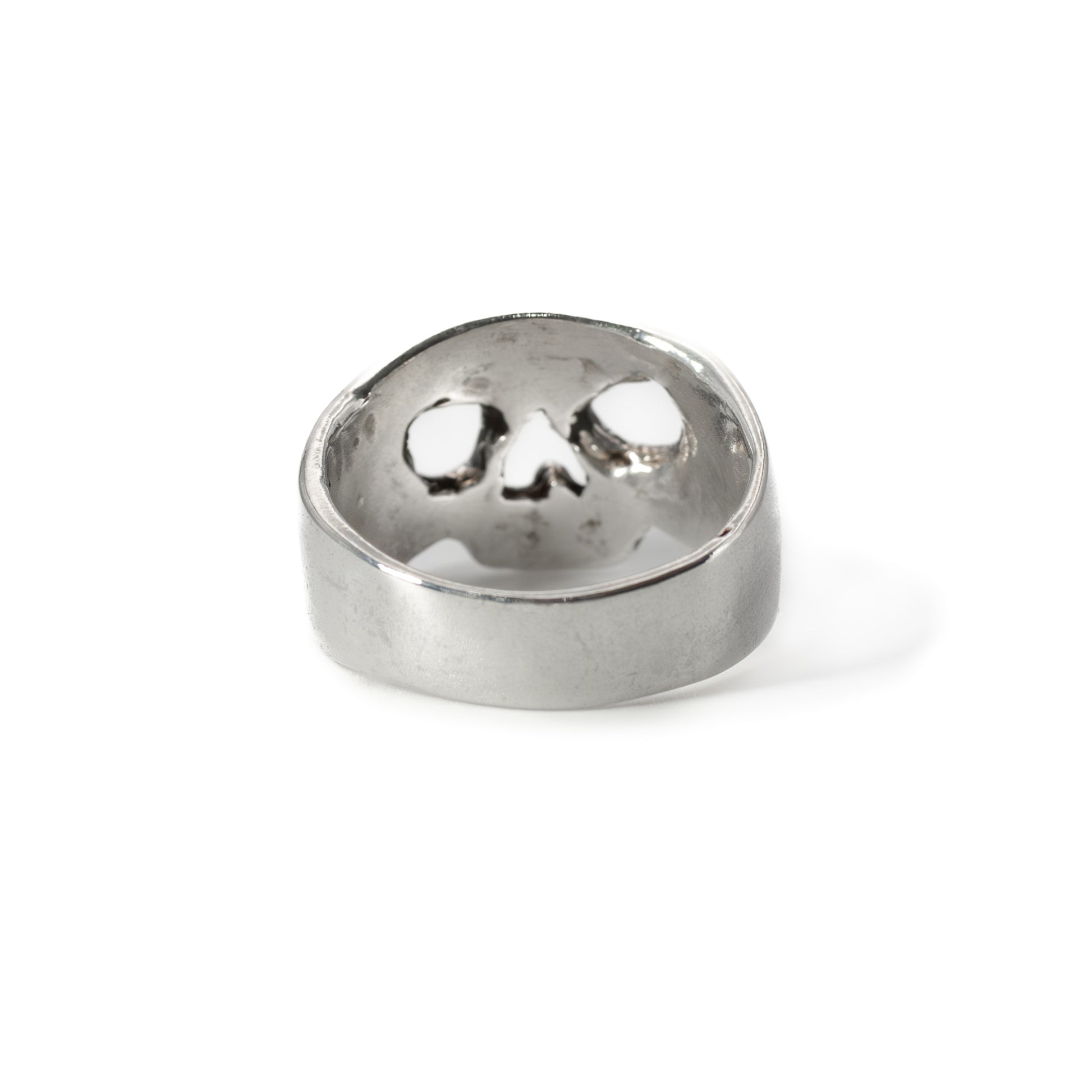 Back view of cast sterling silver Maxilla Skull Ring handcrafted in Austin