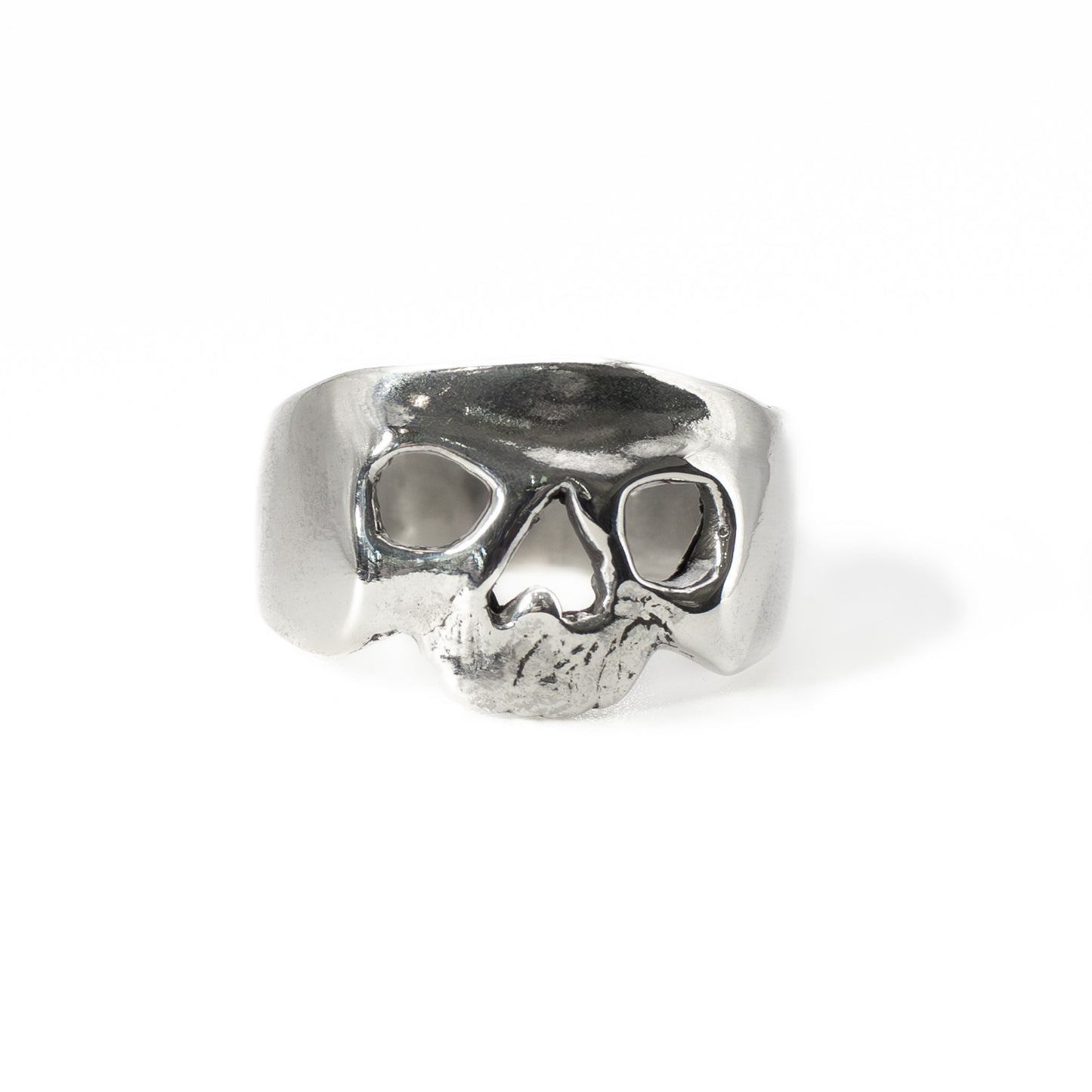 Polished Maxilla Skull Ring in solid sterling silver, artisan jewelry made in the USA