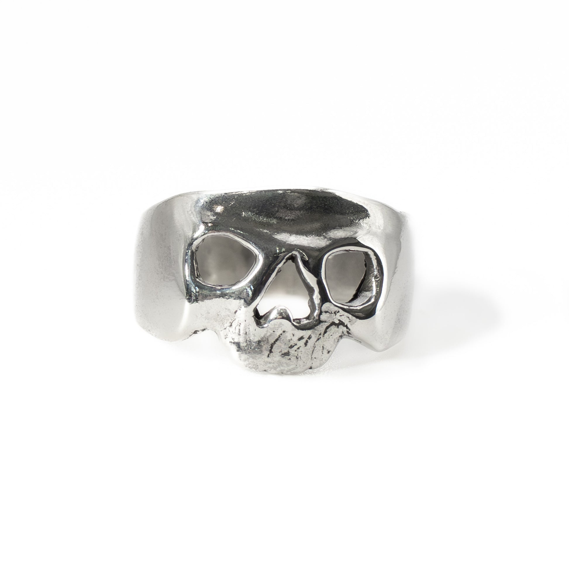 Polished Maxilla Skull Ring in solid sterling silver, artisan jewelry made in the USA