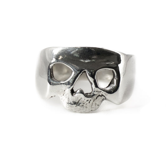 Front view of Maxilla Skull Ring handmade in Austin, Texas from solid sterling silver