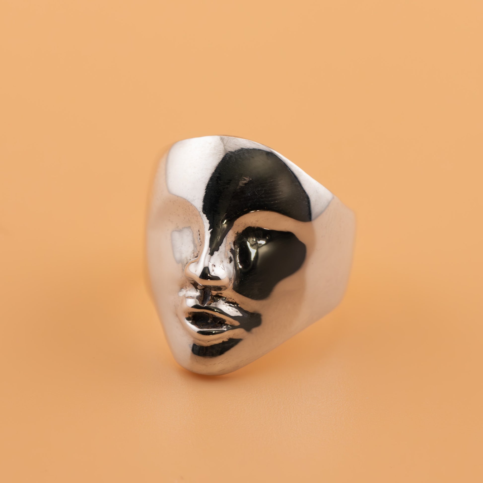 Cast Mother Ring in solid sterling silver, front view