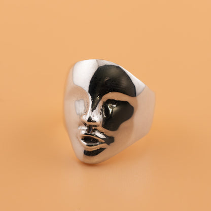 Cast Mother Ring in solid sterling silver, front view