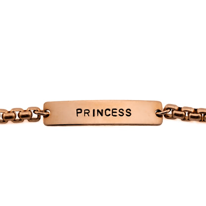 Bronze bracelet gift for wife, daughter, or teen, Princess design