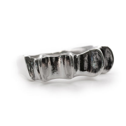 Front view of Salacia Ring in sterling silver, Roman mythology sea goddess design handmade in Austin