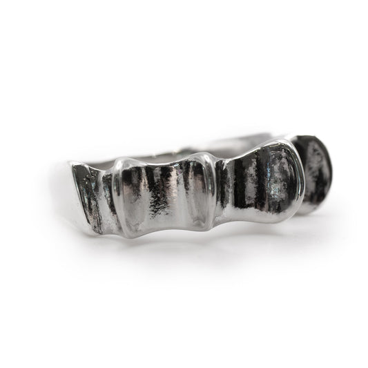 Front view of Salacia Ring in sterling silver, Roman mythology sea goddess design handmade in Austin