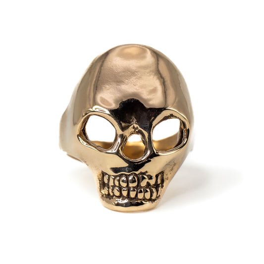 Front view of bronze Skull Ring, handmade jewelry crafted in Austin, Texas and made in the USA