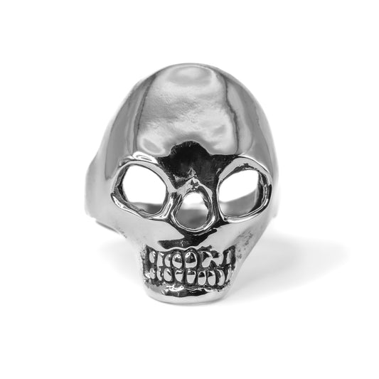 Front view of sterling silver Skull Ring, handmade jewelry crafted in Austin, Texas and made in the USA