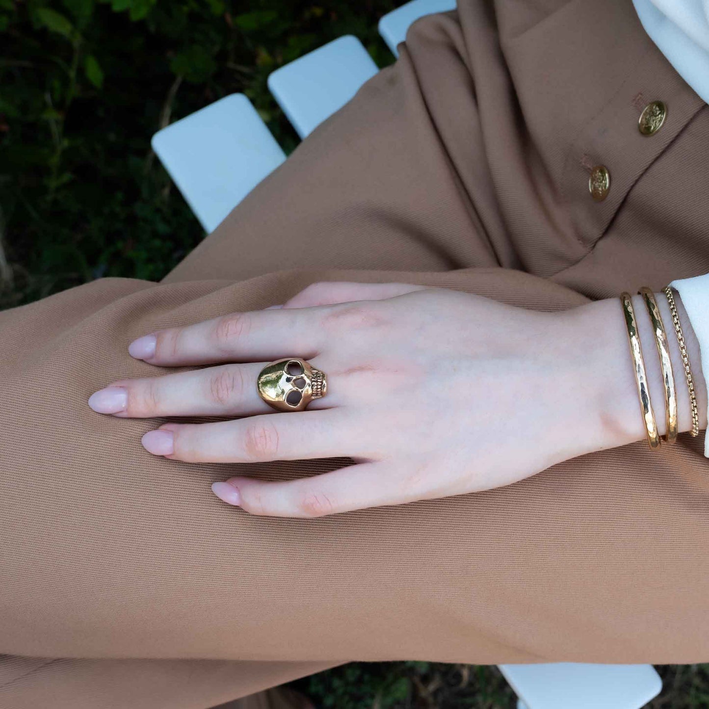 SKULL RING IN BRONZE