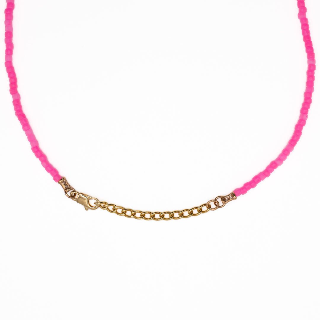 NEON PINK SEED BEAD CHOKER